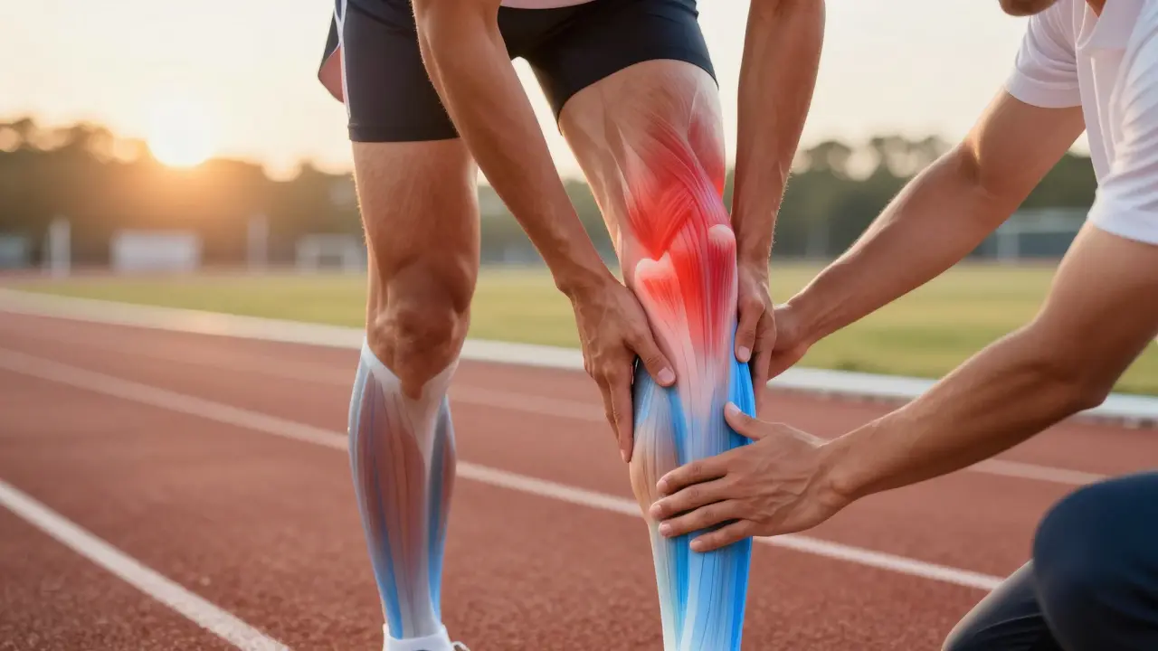 Athlet nach einem Marathon mit visualisierter verbessert Durchblutung und Entzündungsreduktion.